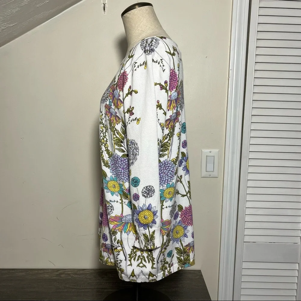 NWOT Joseph A. Floral Long Sleeve Lightweight Sweater, Size L - Picture 2 of 11